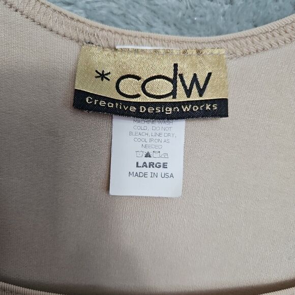 Creative Design works Top Women's Large beige stretch Nylon blend USA - Picture 2 of 9